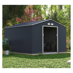 Abri de jardin en acier galvanisé gris 12,5 m² – Résistance longue durée