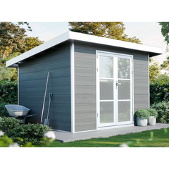 Abri de jardin composite SINTRA 9 m² gris clair – Moderne et résistant